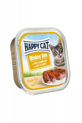 Happy Cat Minkas Duo Rind & Kaninchen (Marha & nyúl) alutálcás pástétom 100g