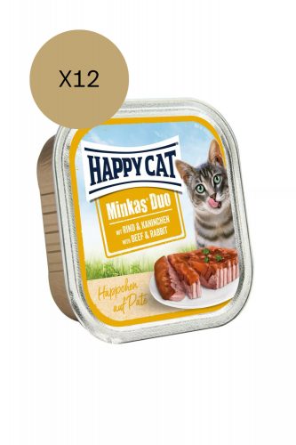 Happy Cat Minkas Duo Rind & Kaninchen (Marha & nyúl) alutálcás pástétom 100g x12db