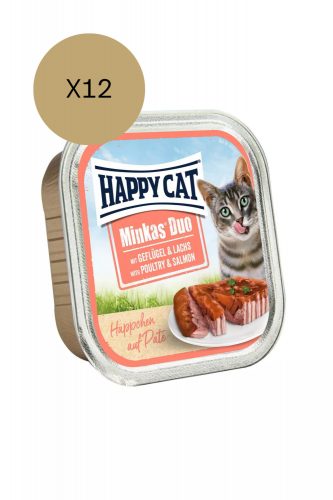 Happy Cat Minkas Duo Geflügel & Lachs (Baromfi & lazac) alutálcás pástétom 100g x12db