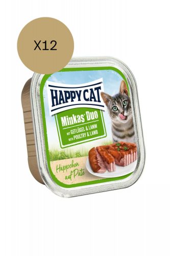 Happy Cat Minkas Duo Geflügel & Lamm (Baromfi & bárány) alutálcás pástétom 100g x12db