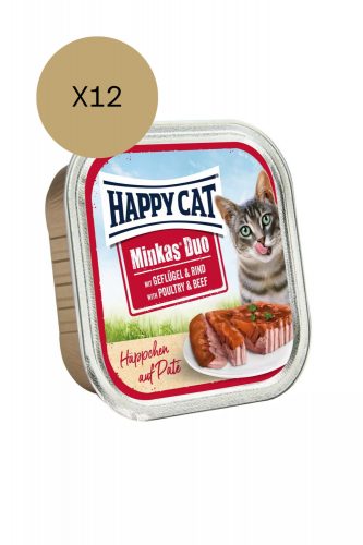 Happy Cat Minkas Duo Geflügel & Rind (Baromfi & marha) alutálcás pástétom 100g x12db